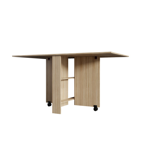 Dining Table Brown Contemporary Extending Self-storing leaf MDF Adjustable Table