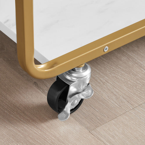 Dimakai White MDF Base with MDF Laminate Top Rolling Kitchen Cart