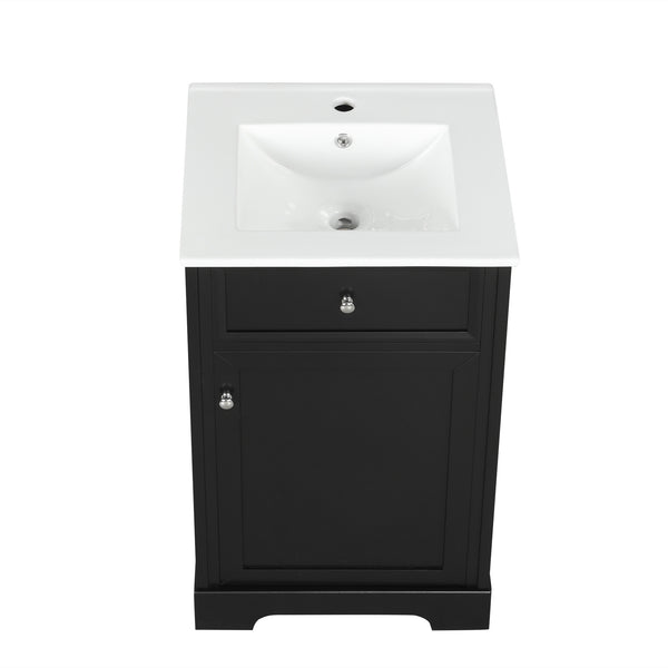 20" Bathroom Vanity with Sink, Bathroom Cabinet with Soft Closing Door, Storage Rack and Adjustable Shelve, Black