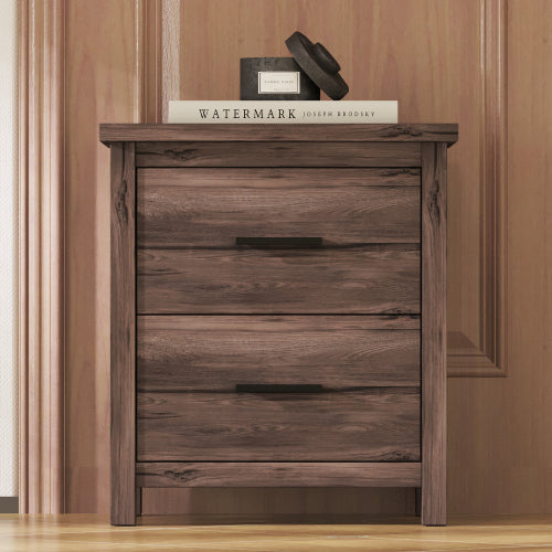 Dimakai Walnut 2 -Drawer 19.1-in W x 21.3-in H Midcentury Nightstand