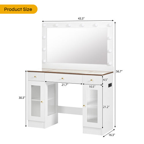 Dimakai 43.3-in White Makeup Vanity