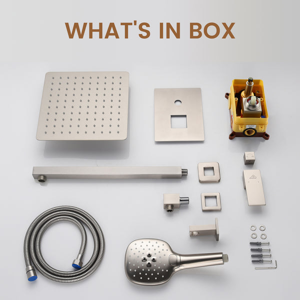 2-Spray Wall Mount 10 in. Fixed Shower Head and Handheld Dual Shower Head 1.8 GPM in Brushed Nickel