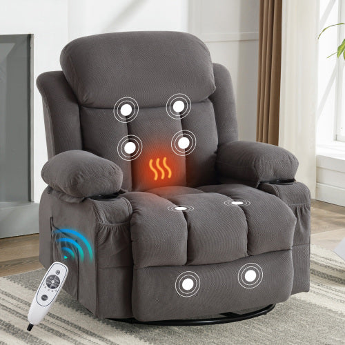 Dimakai Gray Velvet Upholstered Swivel Massage chair