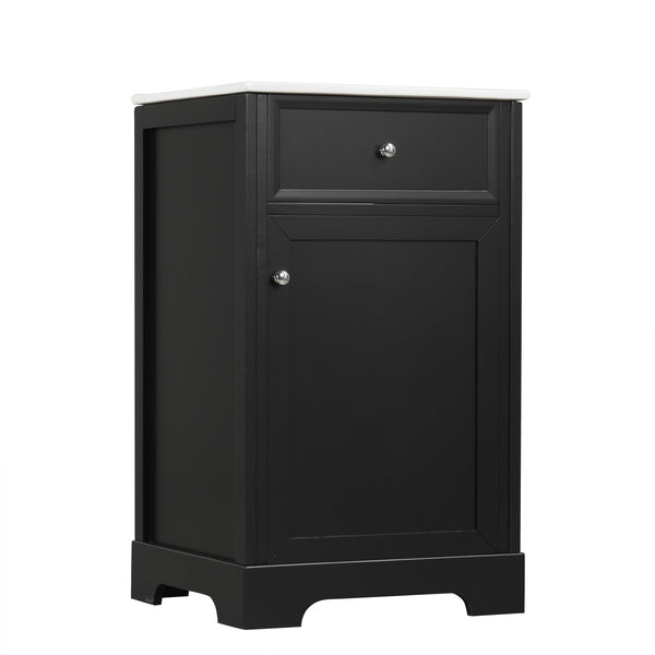 20" Bathroom Vanity with Sink, Bathroom Cabinet with Soft Closing Door, Storage Rack and Adjustable Shelve, Black