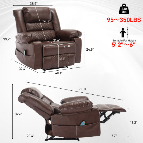 Dimakai Black Faux leather Upholstered Powered Reclining Massage chair with Lift Assistance