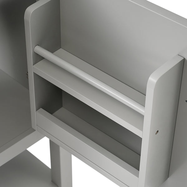 20" Bathroom Vanity with Sink, Bathroom Cabinet with Soft Closing Door, Storage Rack and Open Shelf, Grey/White