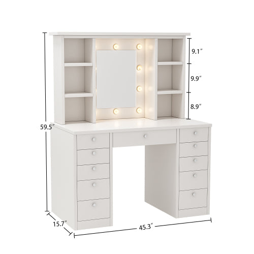 Dimakai 45.3-in White Makeup Vanity