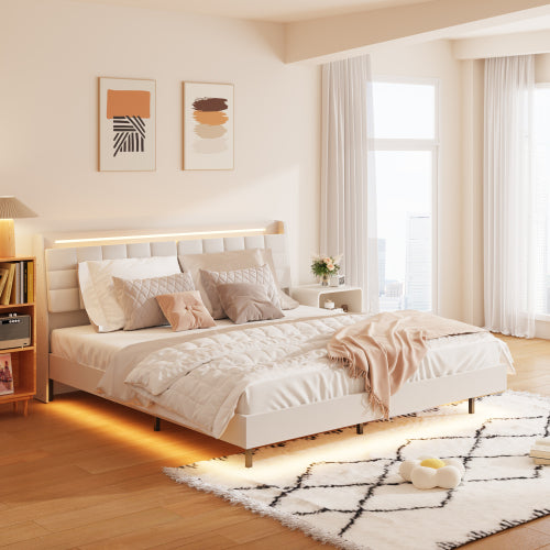 Dimakai Beige King Metal Bed frame Bed