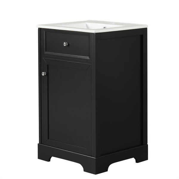20" Bathroom Vanity with Sink, Bathroom Cabinet with Soft Closing Door, Storage Rack and Adjustable Shelve, Black