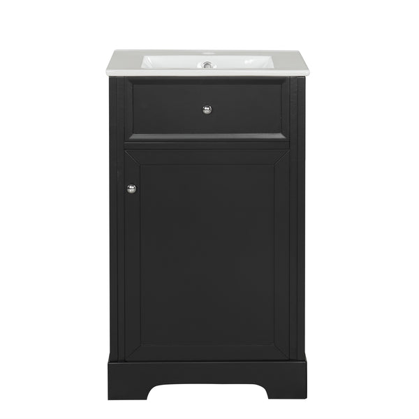 20" Bathroom Vanity with Sink, Bathroom Cabinet with Soft Closing Door, Storage Rack and Adjustable Shelve, Black