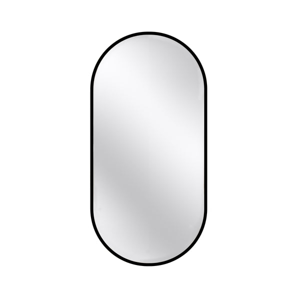 18 in. W x 36 in. H Oval Stainless Steel Framed Wall Bathroom Vanity Mirror in Matte Black/Brushed Gold