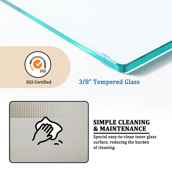 48 in. W x 76 in. H Double Sliding Frameless Shower Door in Brushed Nickel with Clear Tempered Ribbed Glass Easy-Clean