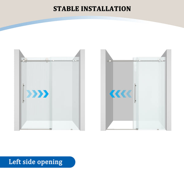 48 in. W x 76 in. H Frameless Sliding Shower Door in Matte Black/Brushed Nickel with Fluted Tempered Glass, Rust-Resistant Hardware