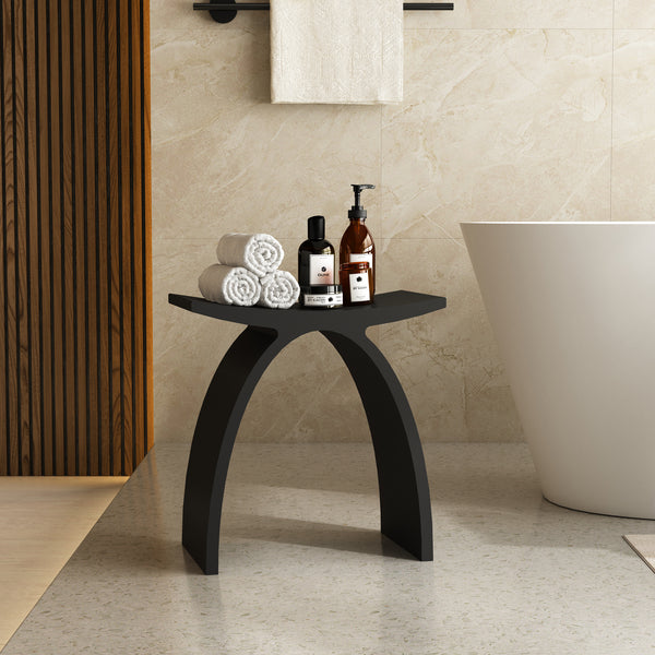 Modern Arched Solid Surface Bathroom Shower Bench in Matte Black