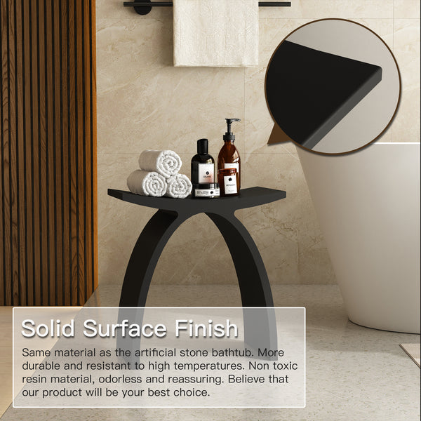 Modern Arched Solid Surface Bathroom Shower Bench in Matte Black