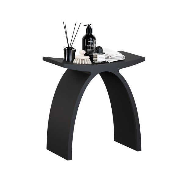 Modern Arched Solid Surface Bathroom Shower Bench in Matte Black