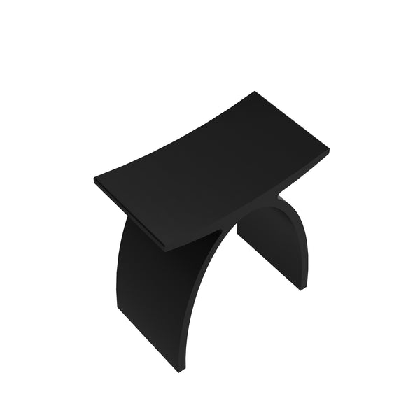 Modern Arched Solid Surface Bathroom Shower Bench in Matte Black