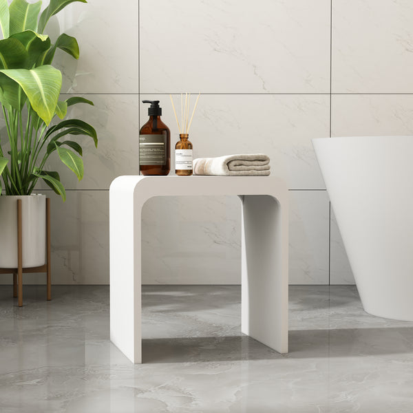 Solid Surface Bathroom Shower Stool with 1.77" Thickened Seat