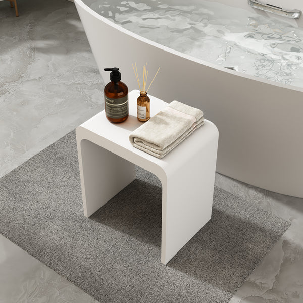 Solid Surface Bathroom Shower Stool with 1.77" Thickened Seat