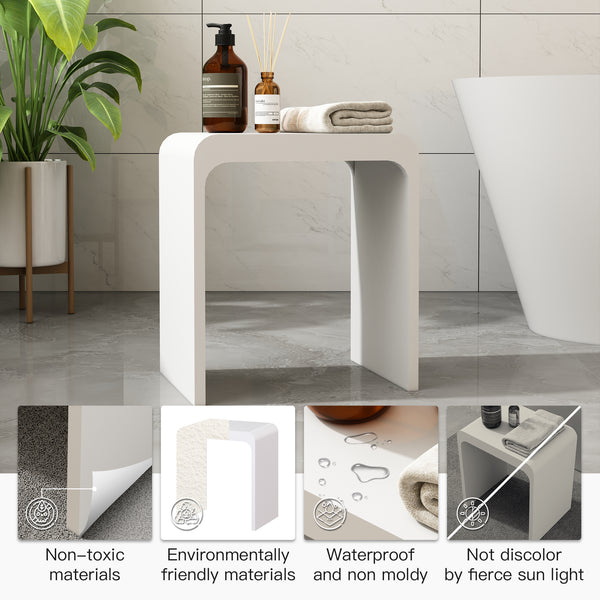Solid Surface Bathroom Shower Stool with 1.77" Thickened Seat