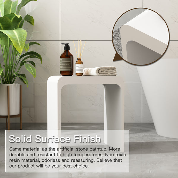 Solid Surface Bathroom Shower Stool with 1.77" Thickened Seat