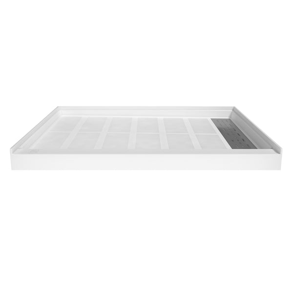48 in. L x 36 in. /60 in. L x 32 in. W Alcove Shower Pan Base with Right Drain