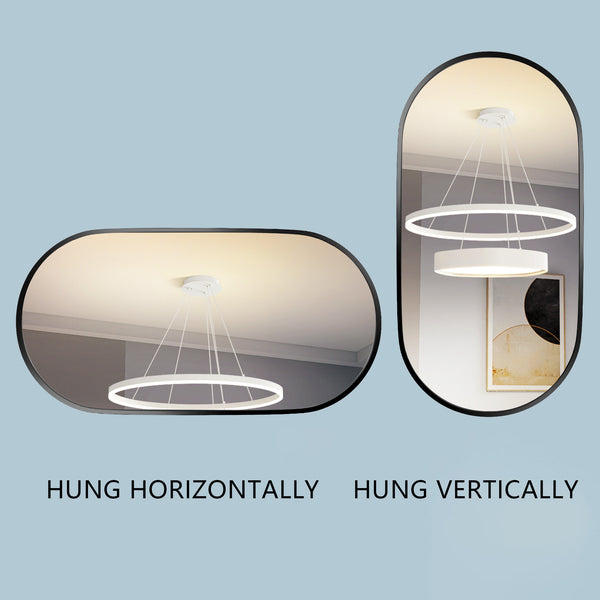 18 in. W x 36 in. H Oval Stainless Steel Framed Wall Bathroom Vanity Mirror in Matte Black/Brushed Gold