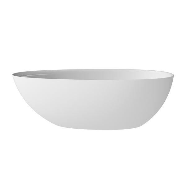 61 in. x 33 in. Solid Surface Freestanding Soaking Bathtub in Matte White with Right Drain and Abrasive Pads