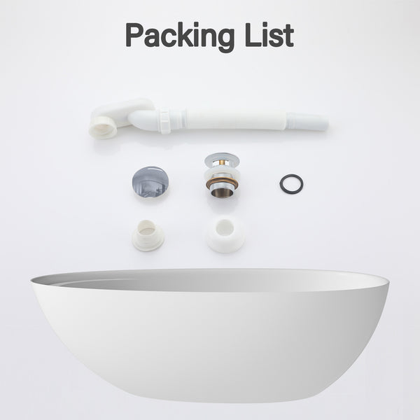 61 in. x 33 in. Solid Surface Freestanding Soaking Bathtub in Matte White with Right Drain and Abrasive Pads