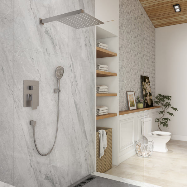 2-Spray Wall Mount 10 in. Fixed Shower Head and Handheld Dual Shower Head 1.8 GPM in Brushed Nickel