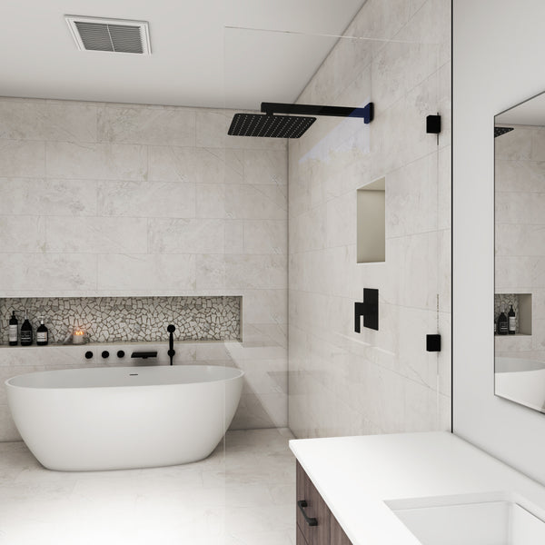 Single-Handle 1-Spray Pattern 10 in. with 1.8 GPM Wall Mount Square Shower Faucet in Brushed Nickel/Chrome/Matte Black (Valve Included)