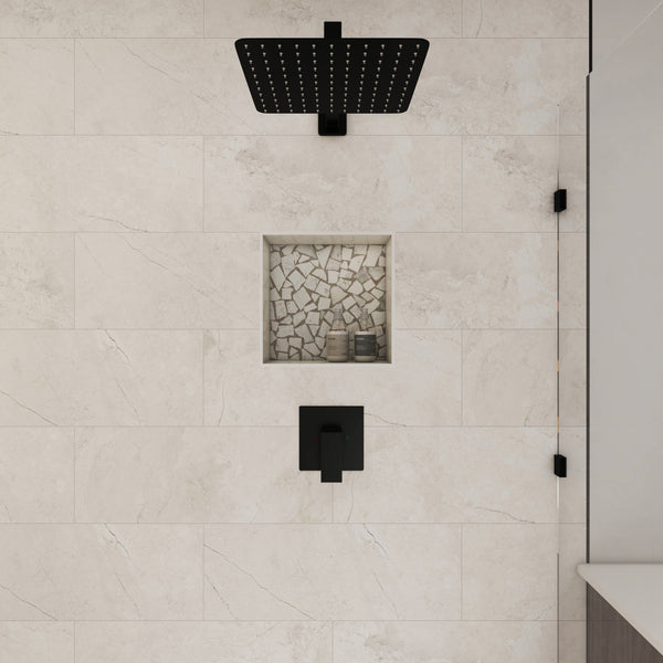 Single-Handle 1-Spray Pattern 10 in. with 1.8 GPM Wall Mount Square Shower Faucet in Brushed Nickel/Chrome/Matte Black (Valve Included)