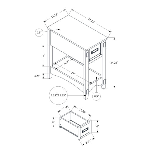 Dimakai 21.75 x 24.25 Inch Brown MDF Rectangular Midcentury End Table