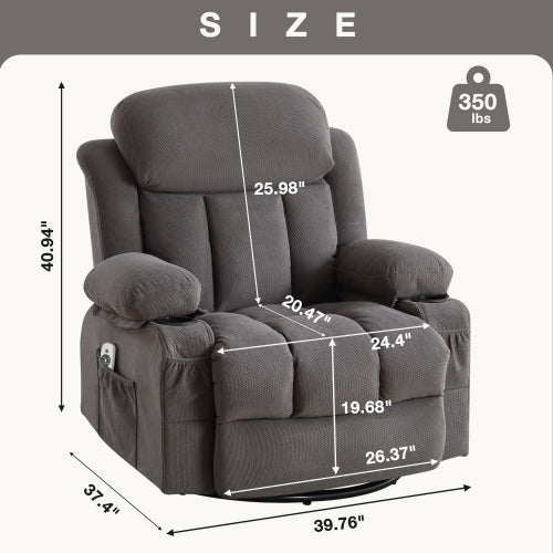 Dimakai Gray Velvet Upholstered Swivel Massage chair