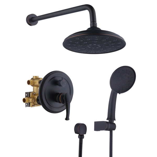 3-Spray Patterns 8.3 in. Wall Mount Dual Shower Heads in Spot Resist Oil-Rubbed Bronze