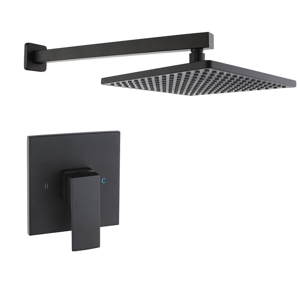 Single-Handle 1-Spray Pattern 10 in. with 1.8 GPM Wall Mount Square Shower Faucet in Brushed Nickel/Chrome/Matte Black (Valve Included)