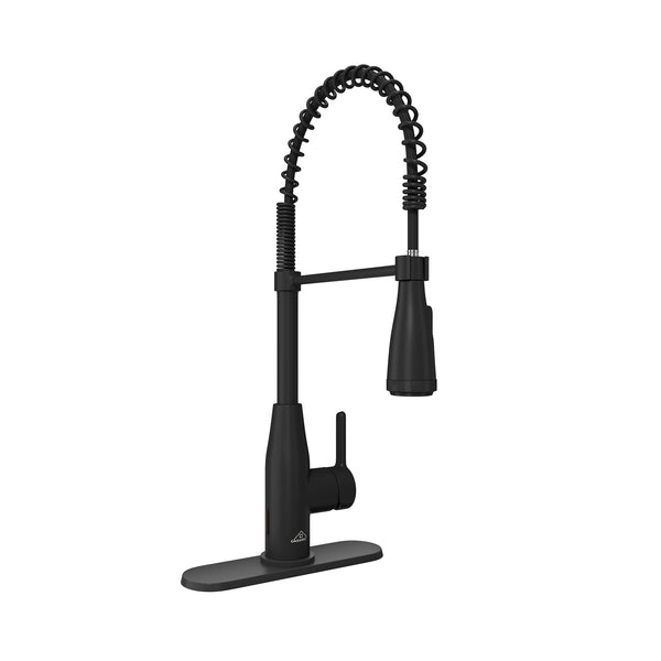 Single Handle Pull Down Sprayer Kitchen Faucet with Touchless Sensor and Four Functions Spray Head in Matte Black