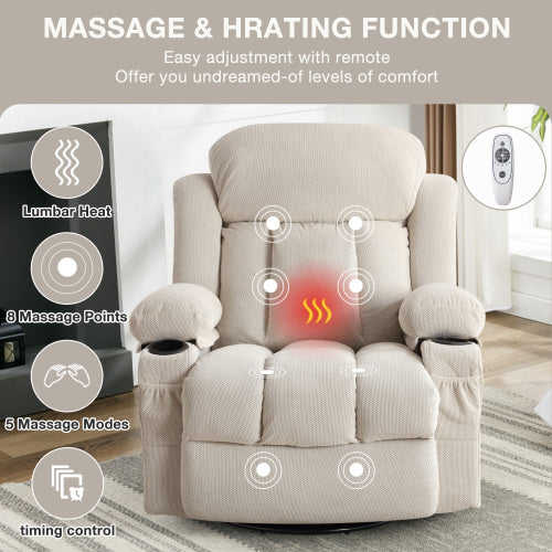 Dimakai Gray Velvet Upholstered Swivel Massage chair