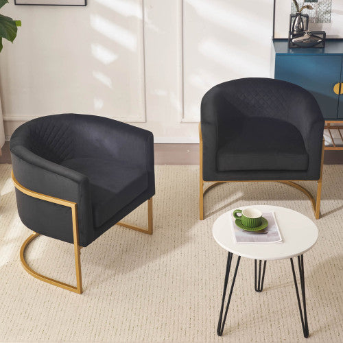 Dimakai Modern Black Velvet Accent Chair