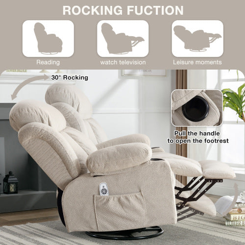 Dimakai Gray Velvet Upholstered Swivel Massage chair