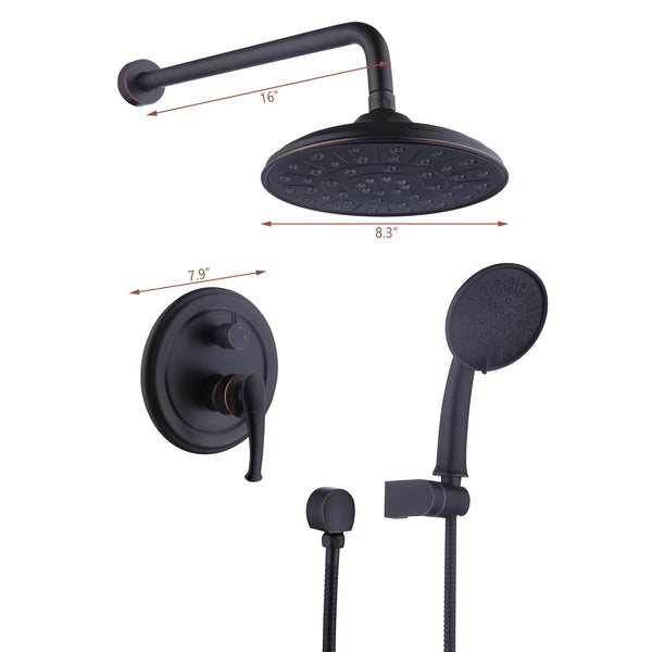 3-Spray Patterns 8.3 in. Wall Mount Dual Shower Heads in Spot Resist Oil-Rubbed Bronze