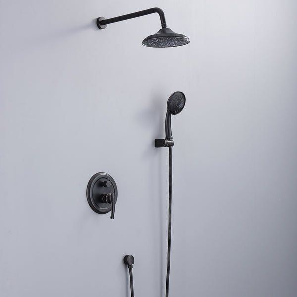3-Spray Patterns 8.3 in. Wall Mount Dual Shower Heads in Spot Resist Oil-Rubbed Bronze