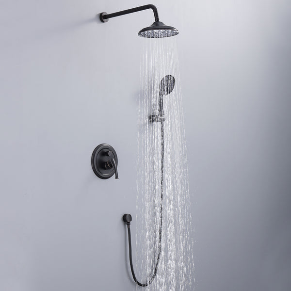 3-Spray Patterns 8.3 in. Wall Mount Dual Shower Heads in Spot Resist Oil-Rubbed Bronze