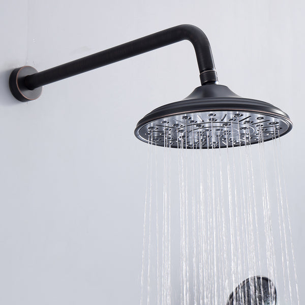 3-Spray Patterns 8.3 in. Wall Mount Dual Shower Heads in Spot Resist Oil-Rubbed Bronze