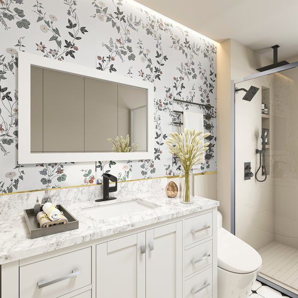 Single Handle Single Hole Bathroom Vanity Sink Waterfall Spout Bathroom Faucet with Filter Particles in Matte Black