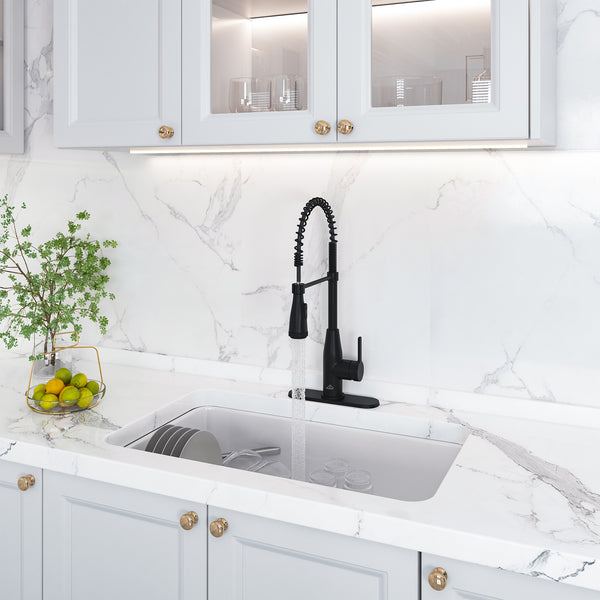 Single Handle Pull Down Sprayer Kitchen Faucet with Touchless Sensor and Four Functions Spray Head in Matte Black