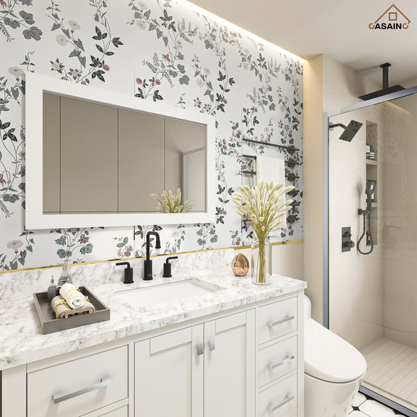 8 in. Widespread Double Handle Bathroom Faucet with LED Light Temperature Display in Matte Black