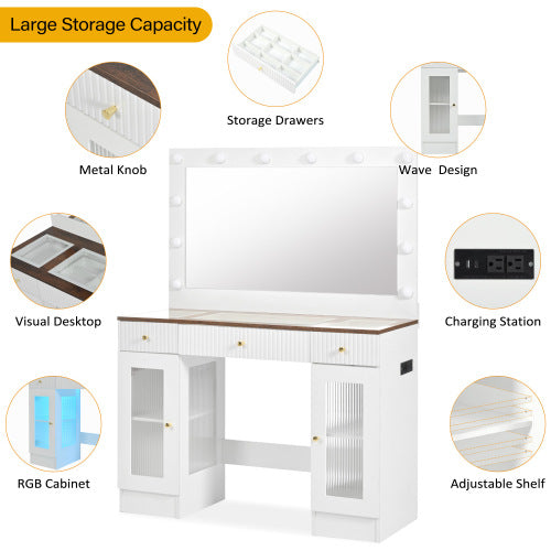 Dimakai 43.3-in White Makeup Vanity