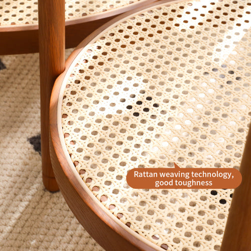 Dimakai 19.7 x 23.6 Inch Brown Glass Round Modern End Table with Storage