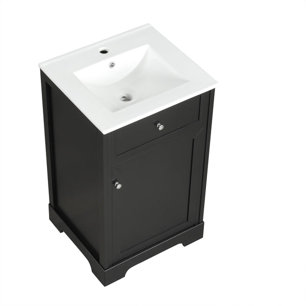 20" Bathroom Vanity with Sink, Bathroom Cabinet with Soft Closing Door, Storage Rack and Adjustable Shelve, Black